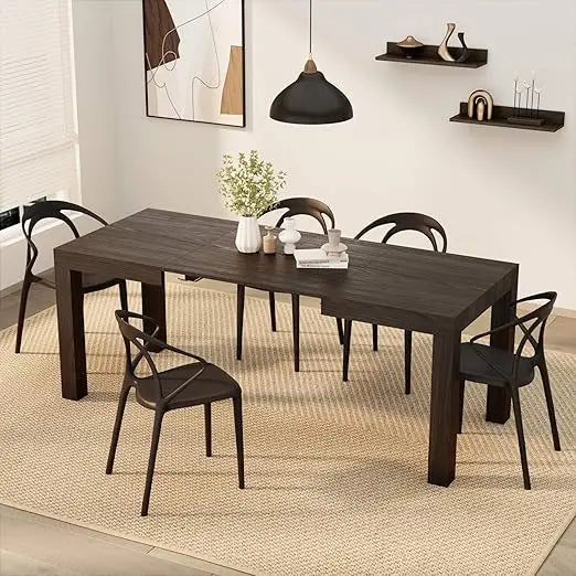 Ljustra Extendable Dining Table 47 to 79 Inch Modern Grey Concrete Effect