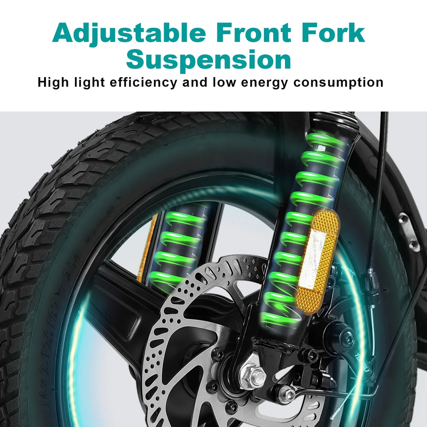 Ljustra 14 Inch Electric Bike Folding Commuter 500W Motor Removable Battery