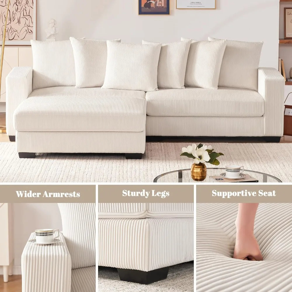 Ljustra Comfy L-Shaped Deep Seat Sectional Sofa 101.6" Modern Furniture