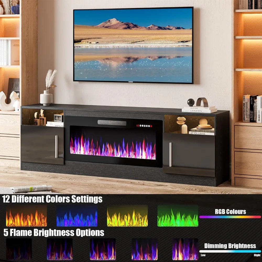 Ljustra 36 Inch Electric Fireplace TV Stand for 80 Inch TVs Modern Design