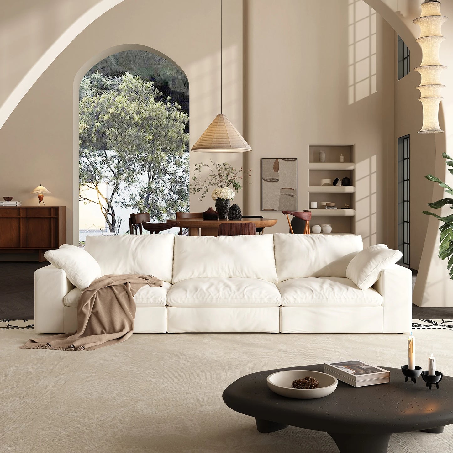 U-Shaped Cloud Couch Down-Filled Modern Modular Sectional Sofa Living Room