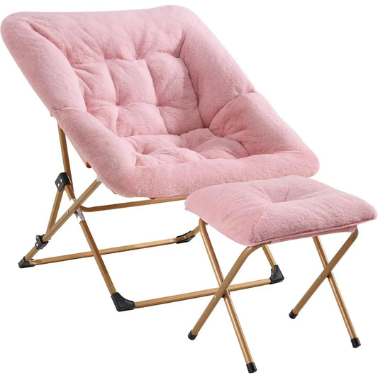 Comfy Faux Fur Folding Lounge Chair for Bedroom Living Room Dorms