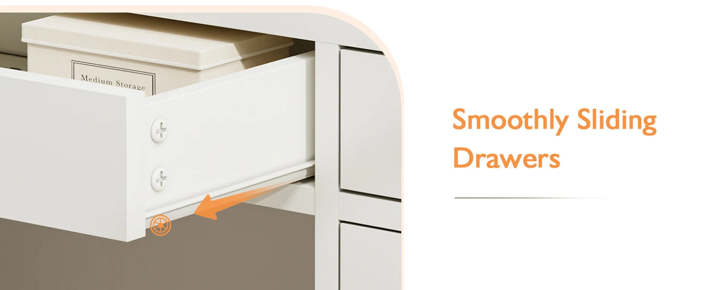 48 Inch White Desk with Drawers Small Computer Study Desk for Kids