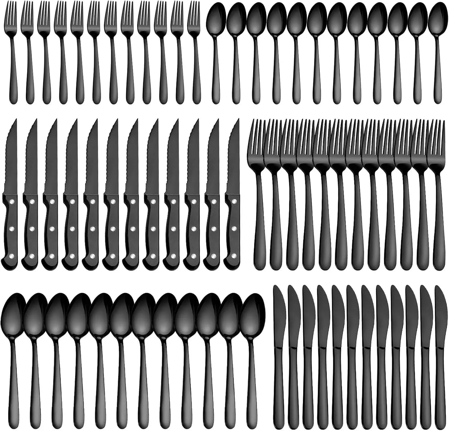 72-Piece Stainless Steel Flatware Set for 12 with Steak Knives