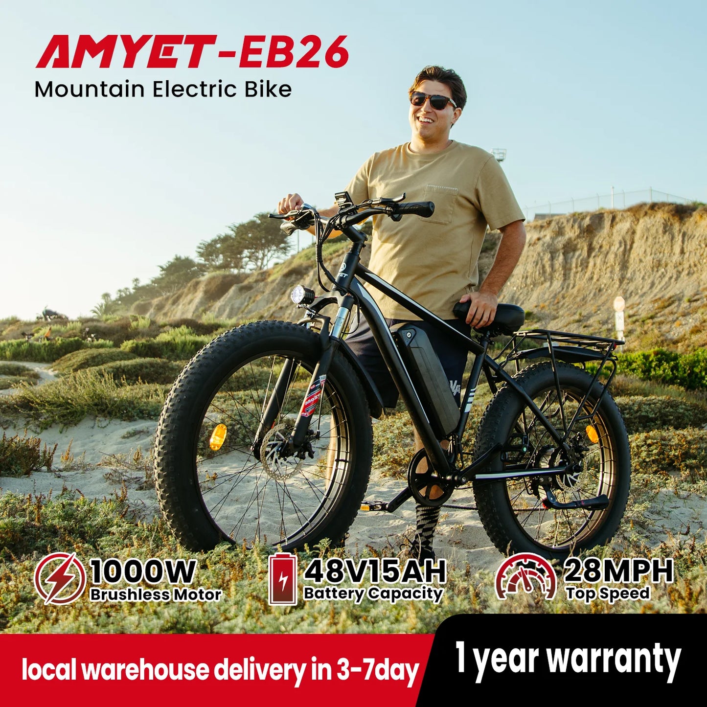 Ljustra AMYET EB26 Electric Bike 1500W 28mph Adult Mountain Bike