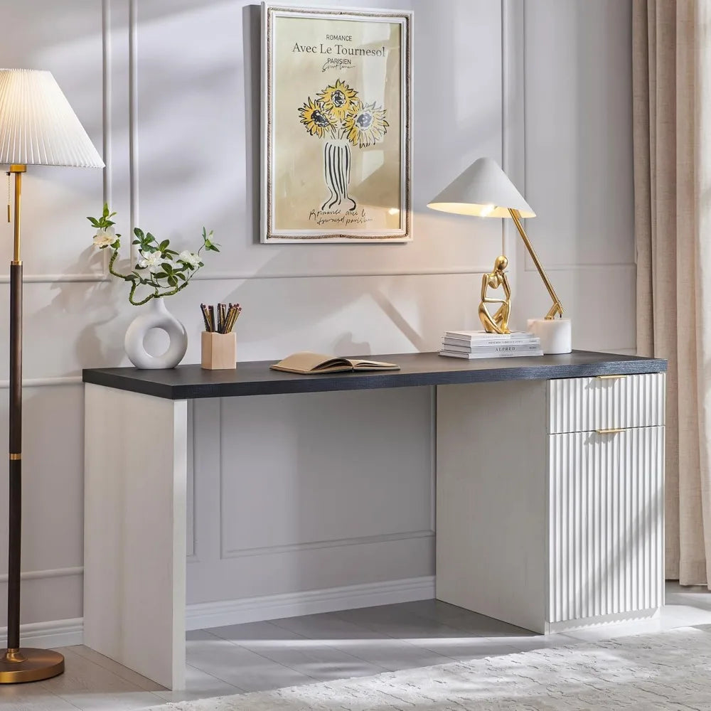 60 Inch Modern Executive Desk with Storage for Home Office Workstation