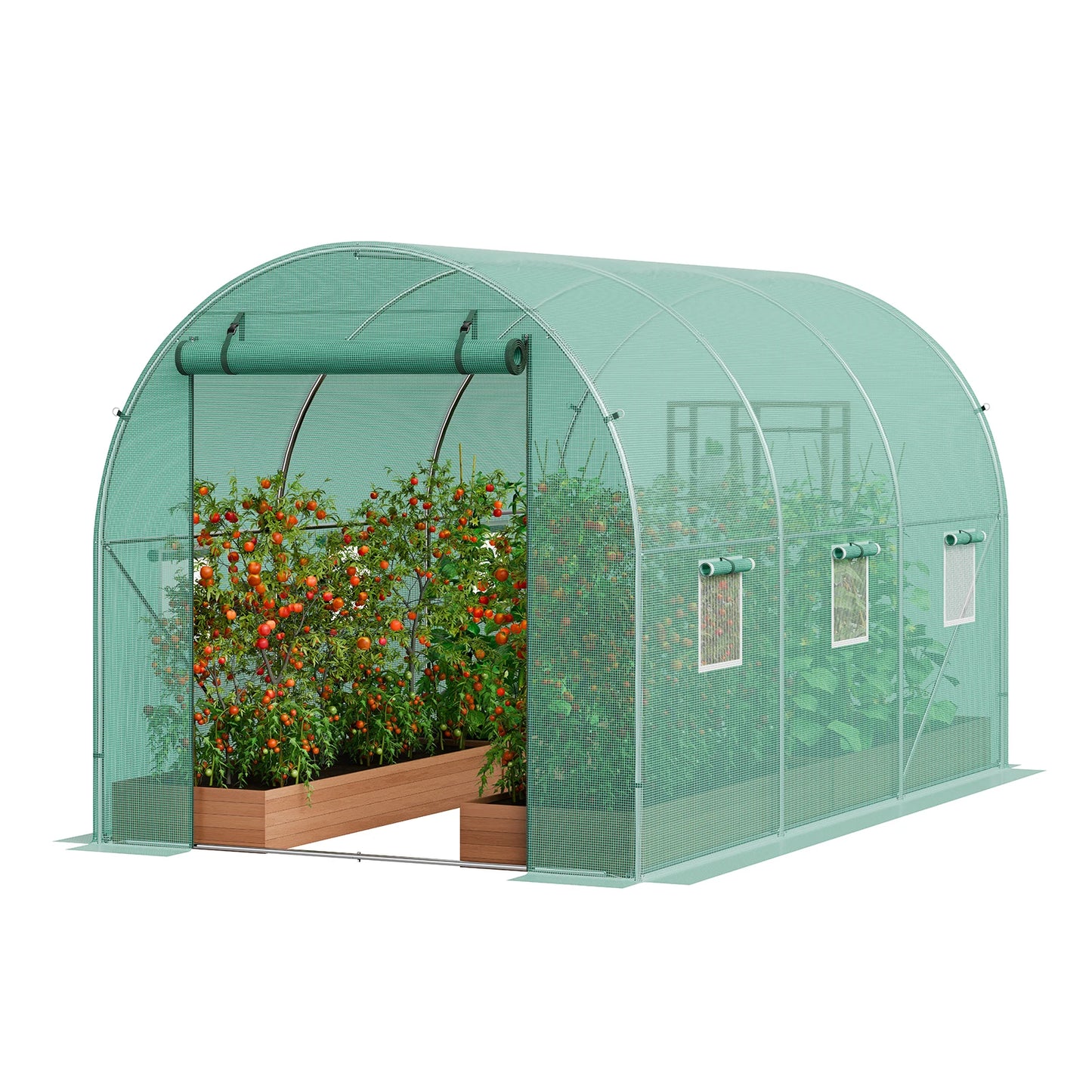 Large Walk-in Tunnel Greenhouse Heavy-Duty PE Cover Steel Frame