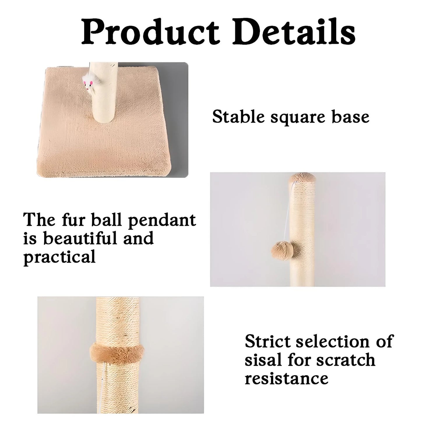 32 Inch Tall Cat Scratching Post with 2 Hanging Balls for Indoor Cats