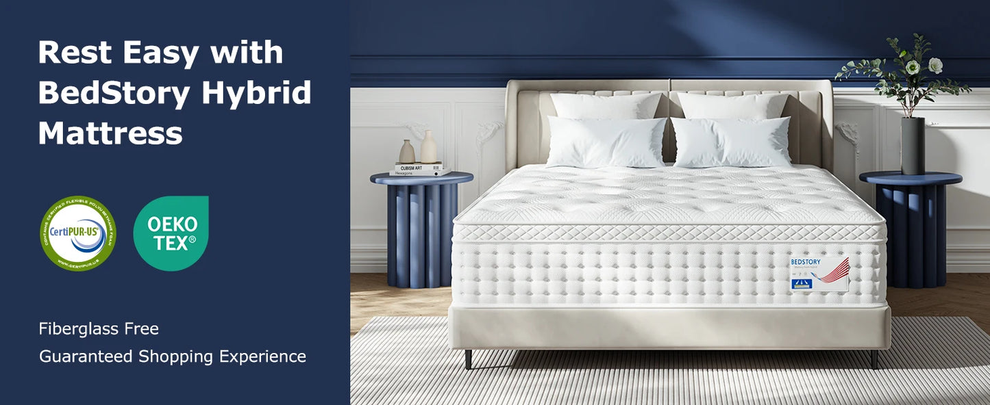 Ljustra 12 Inch Hybrid Queen Mattress Memory Foam Pocket Springs