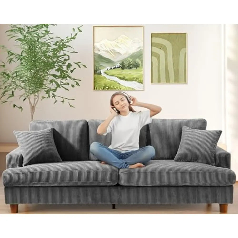 Ljustra 87in Comfy Sofa Extra Deep Seats No Tool Assembly Living Room