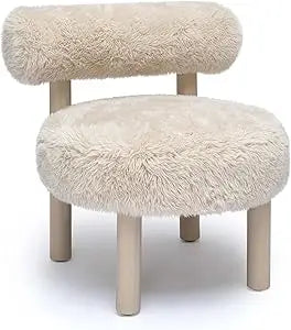 Carmel Natural Vegan Shearling Accent Chair Handmade Comfort