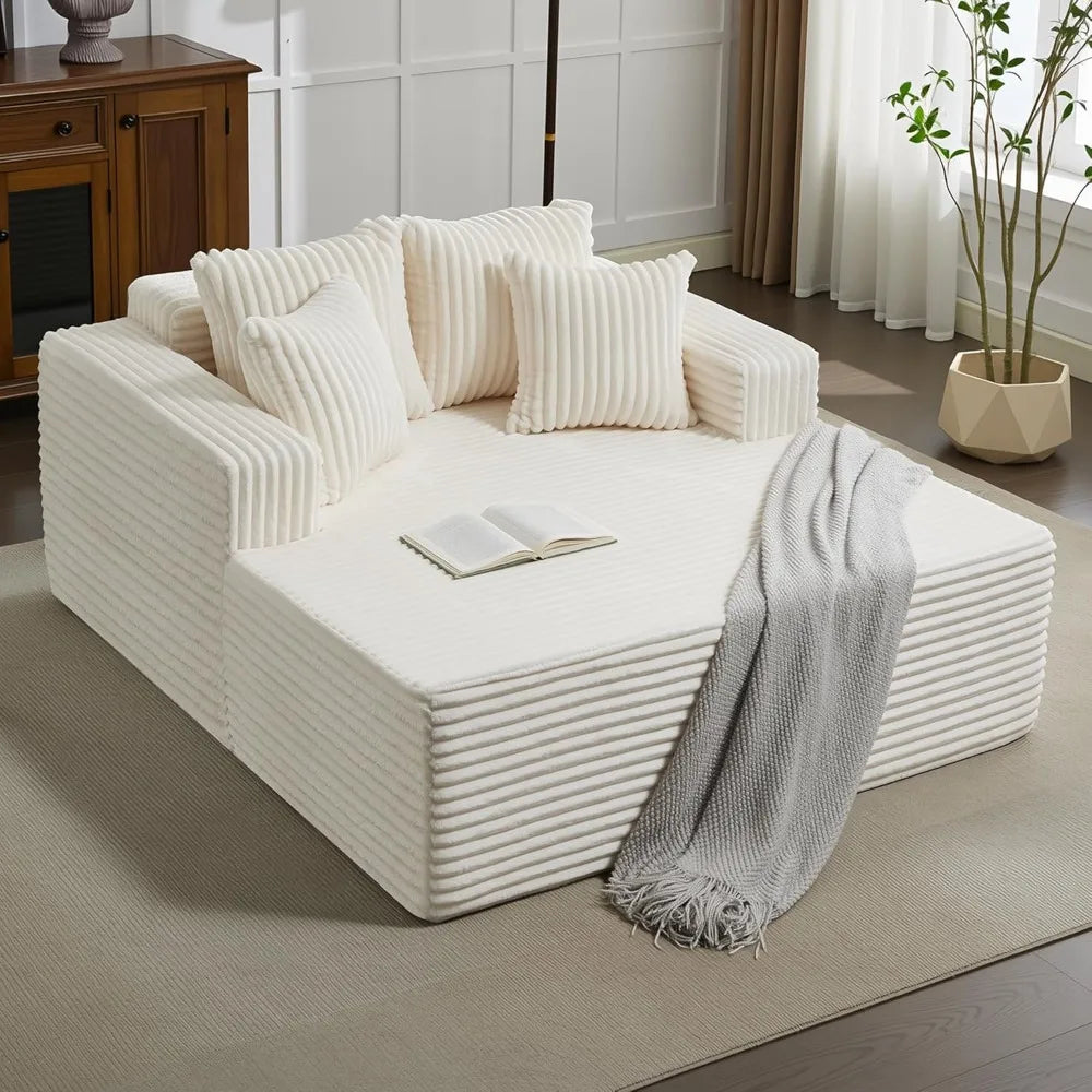 61 Inch Oversized Chaise Lounge Chair Indoor Sofa Bed with Pillows