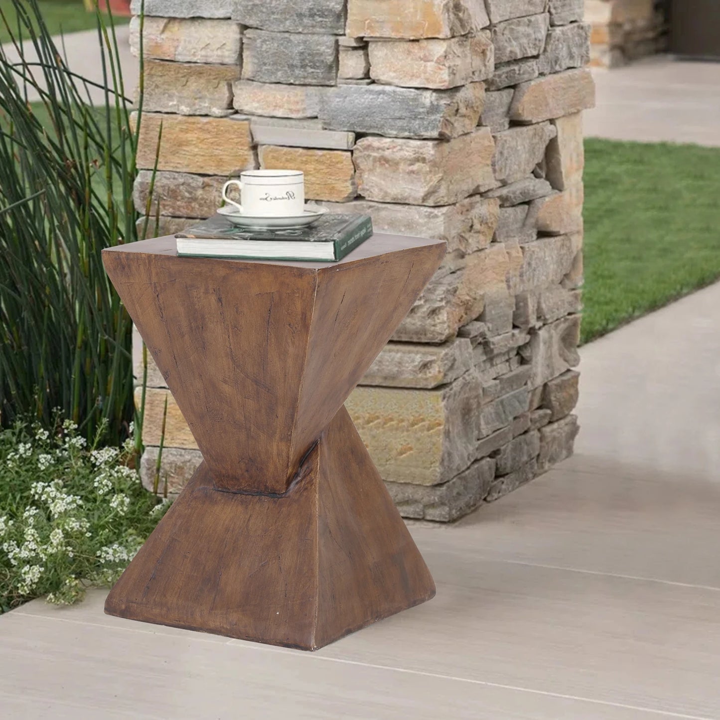 Lightweight Concrete Accent Table Modern Side Table Indoor Outdoor