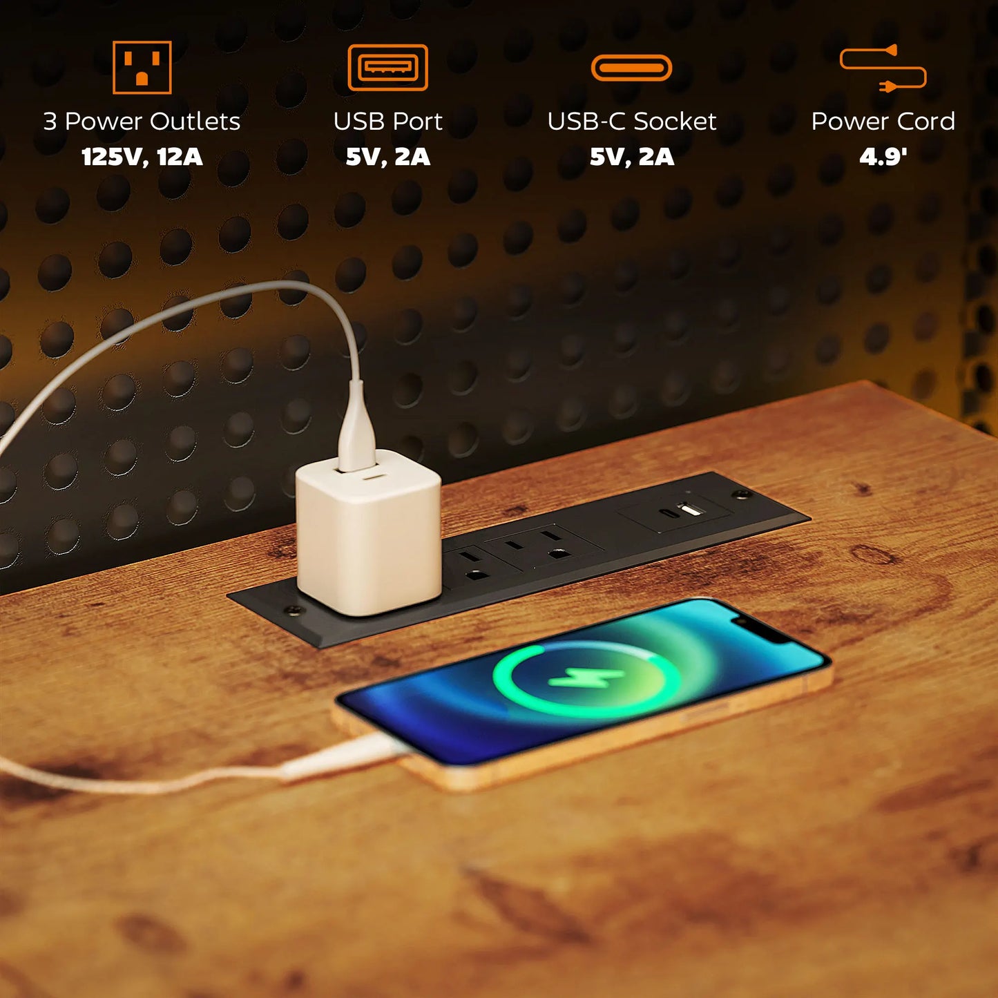 66 Inch Reversible L Shaped Computer Desk with File Drawer and USB Outlets