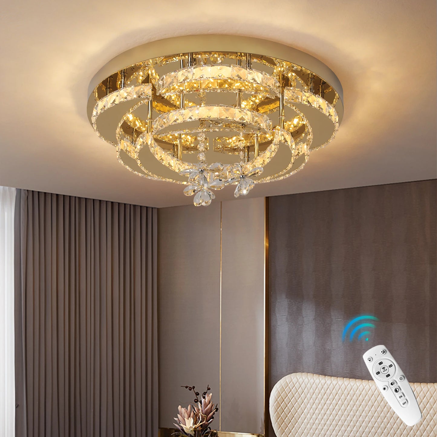 Modern Crystal Drop Chandelier LED Ceiling Light Home Decor
