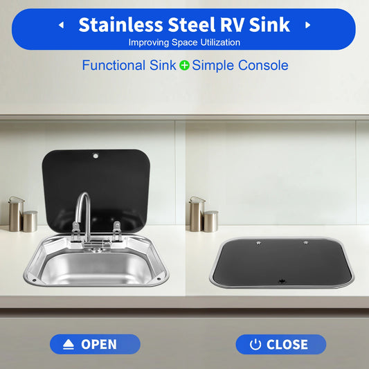RV Sink Console Single Bowl Stainless Steel Kitchen Hand Wash Basin