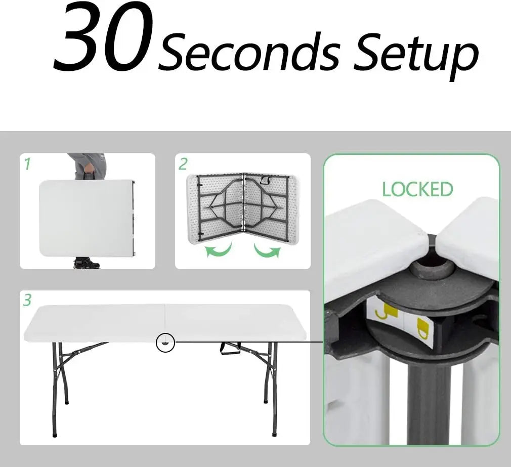 6FT Folding Picnic Table Portable Camping Table for Events Parties
