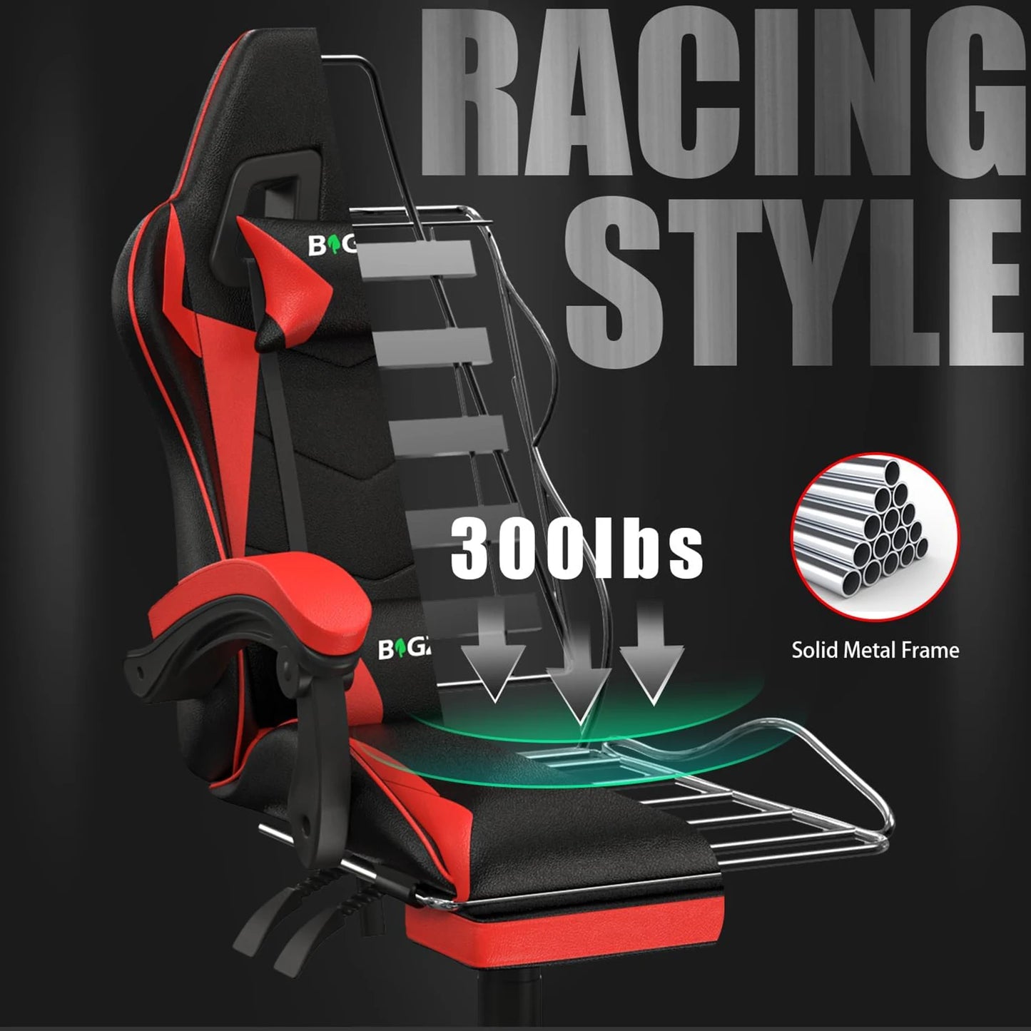 Gaming Chair with Footrest Ergonomic Adjustable Lumbar Support Chair