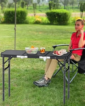 Folding Camping Table Portable Aluminum Adjustable Height Outdoor BBQ