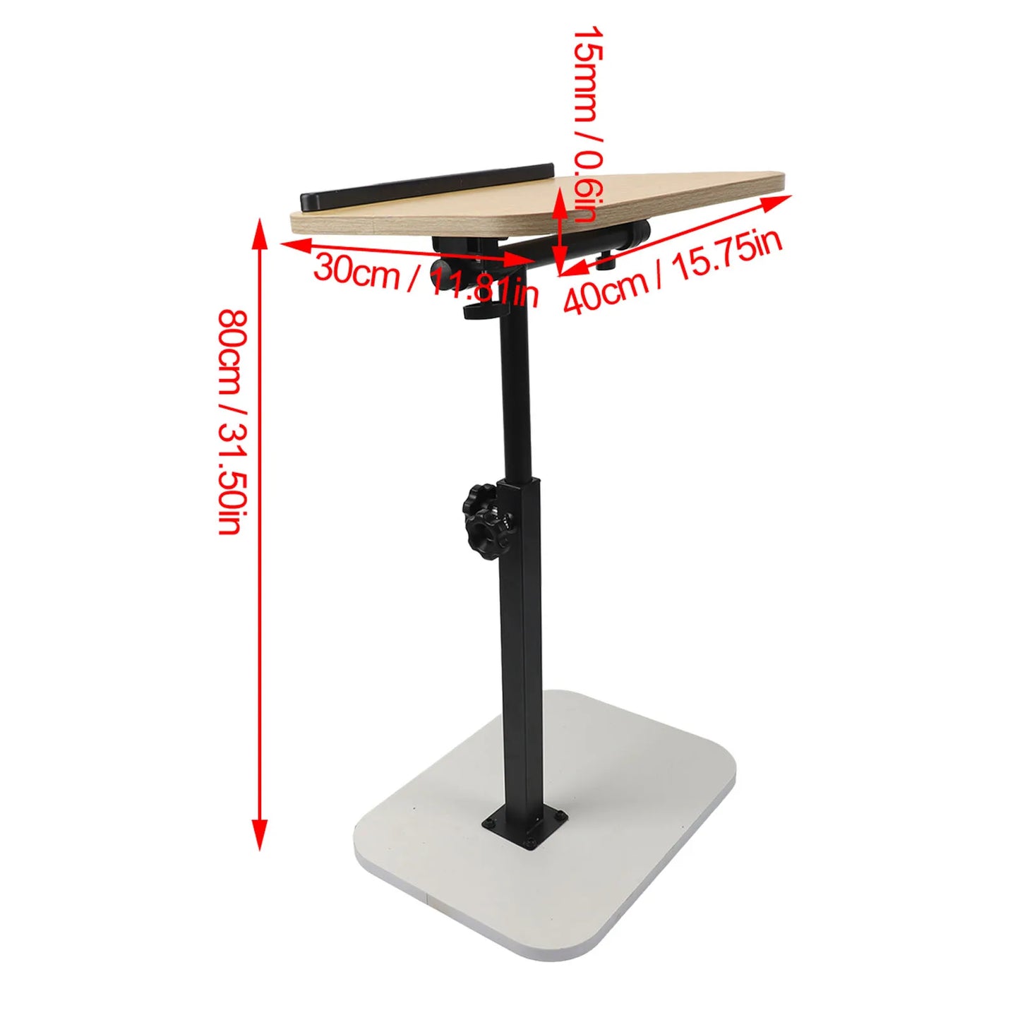 Mobile Lift C Shaped Side Table Wood Carbon Steel Adjustable Couch Desk