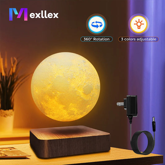 Magnetic Floating Moon Lamp with 3 Color LED Night Light Unique Gift