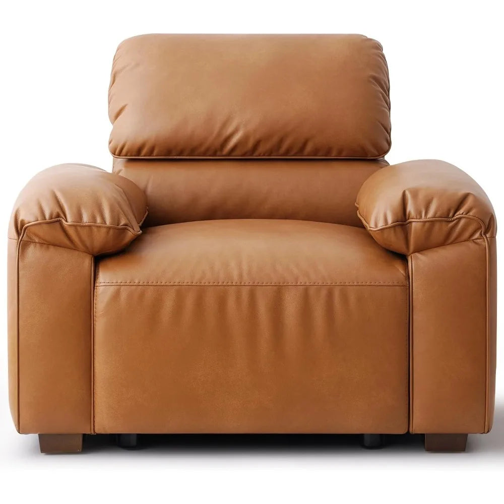 43 Inch PU Faux Leather Sofa Mid-Century Modern Oversized Chair