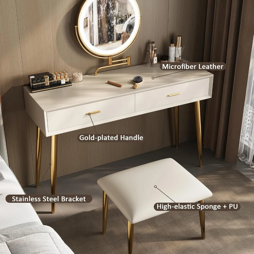 Makeup Vanity Desk with Mirror and Lights Small Vanity Table Set