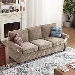 Ljustra 3 Seater Sofa Rolled Arm Upholstered Chenille Couch