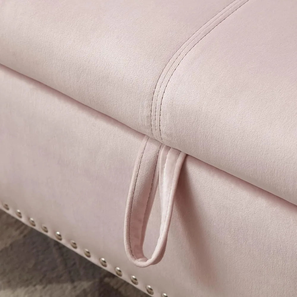 Ljustra Storage Bench Velvet Tufted Ottoman 63 Inch for Bedroom Entryway