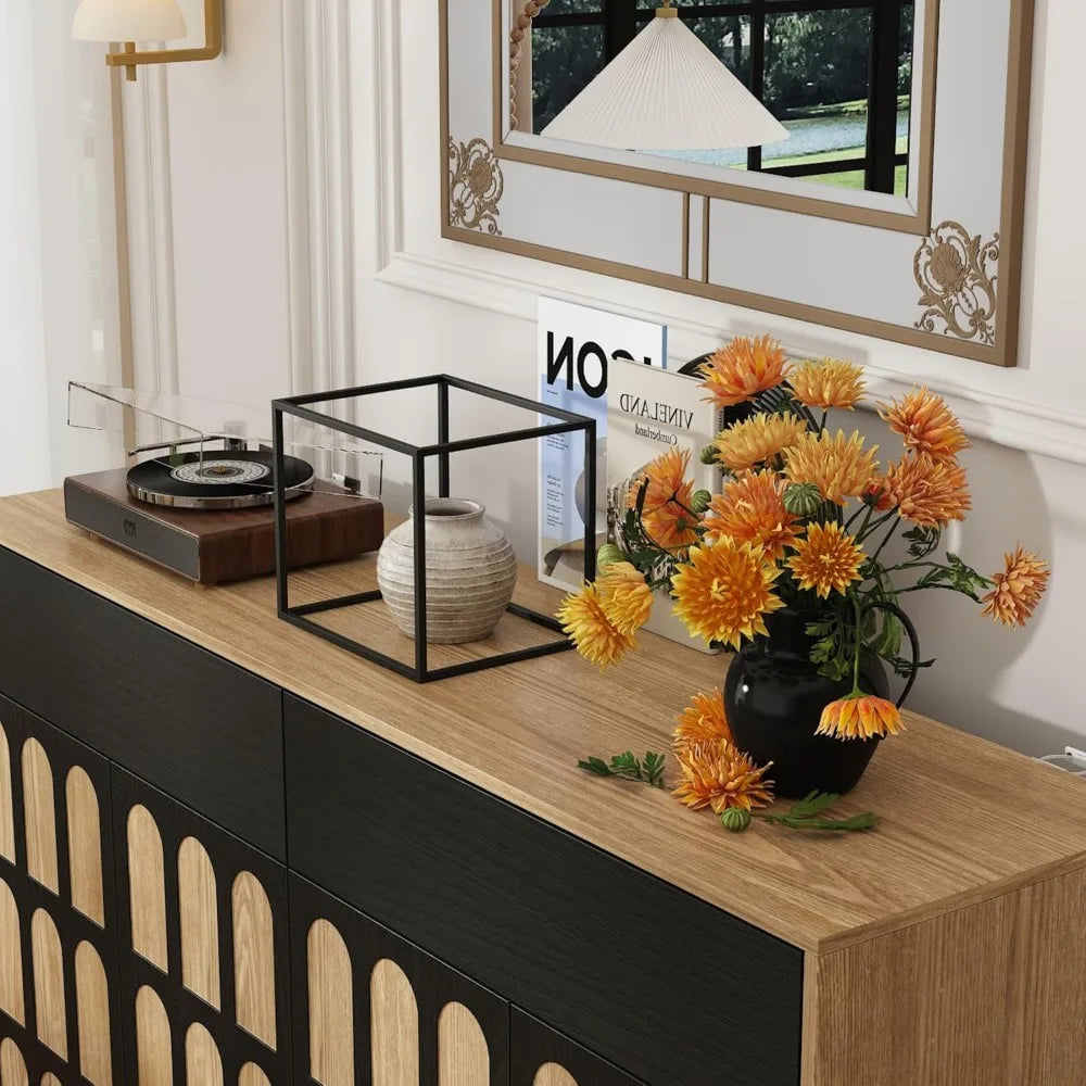 Modern 59 Inch Sideboard Buffet Cabinet with 2 Drawers and Pop-Up Doors