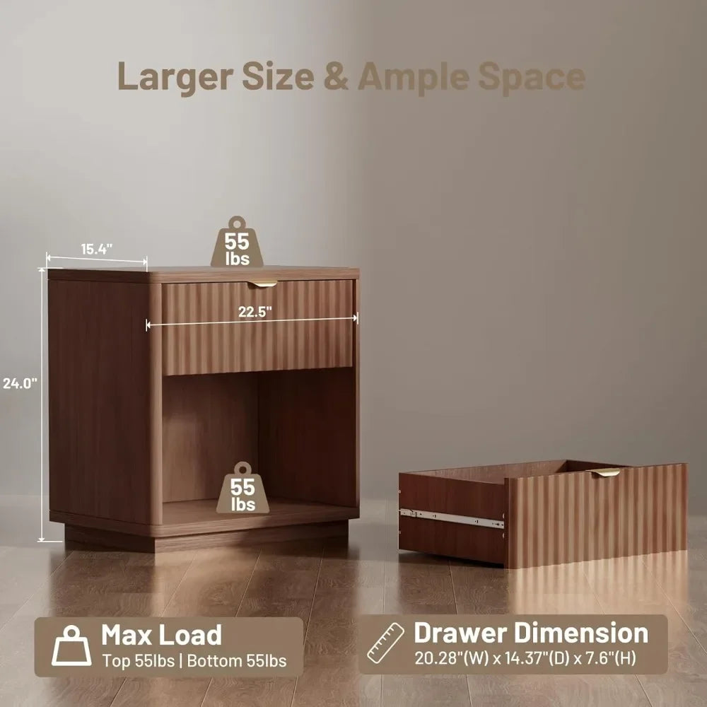 Modern Nightstand with Drawers Minimalist Bedside Table for Bedroom