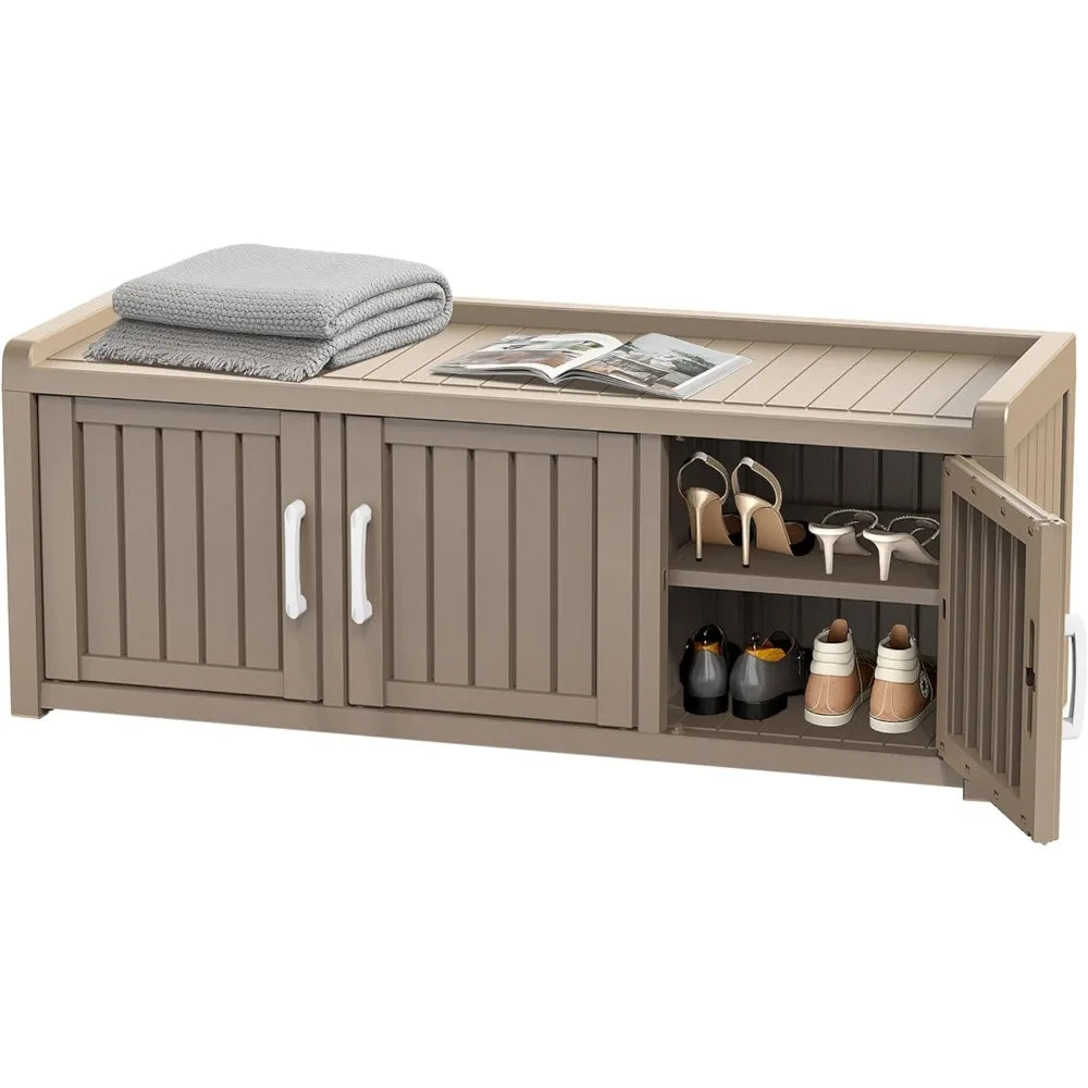 Waterproof Resin Shoe Bench Industrial Storage Adjustable Shelves