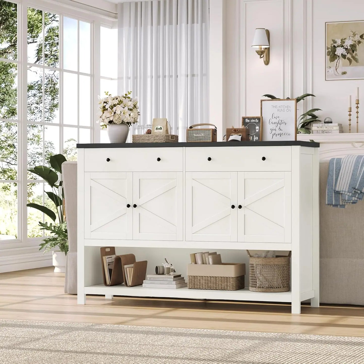 55 Inch Buffet Sideboard Cabinet Storage Kitchen Living Room Coffee Bar