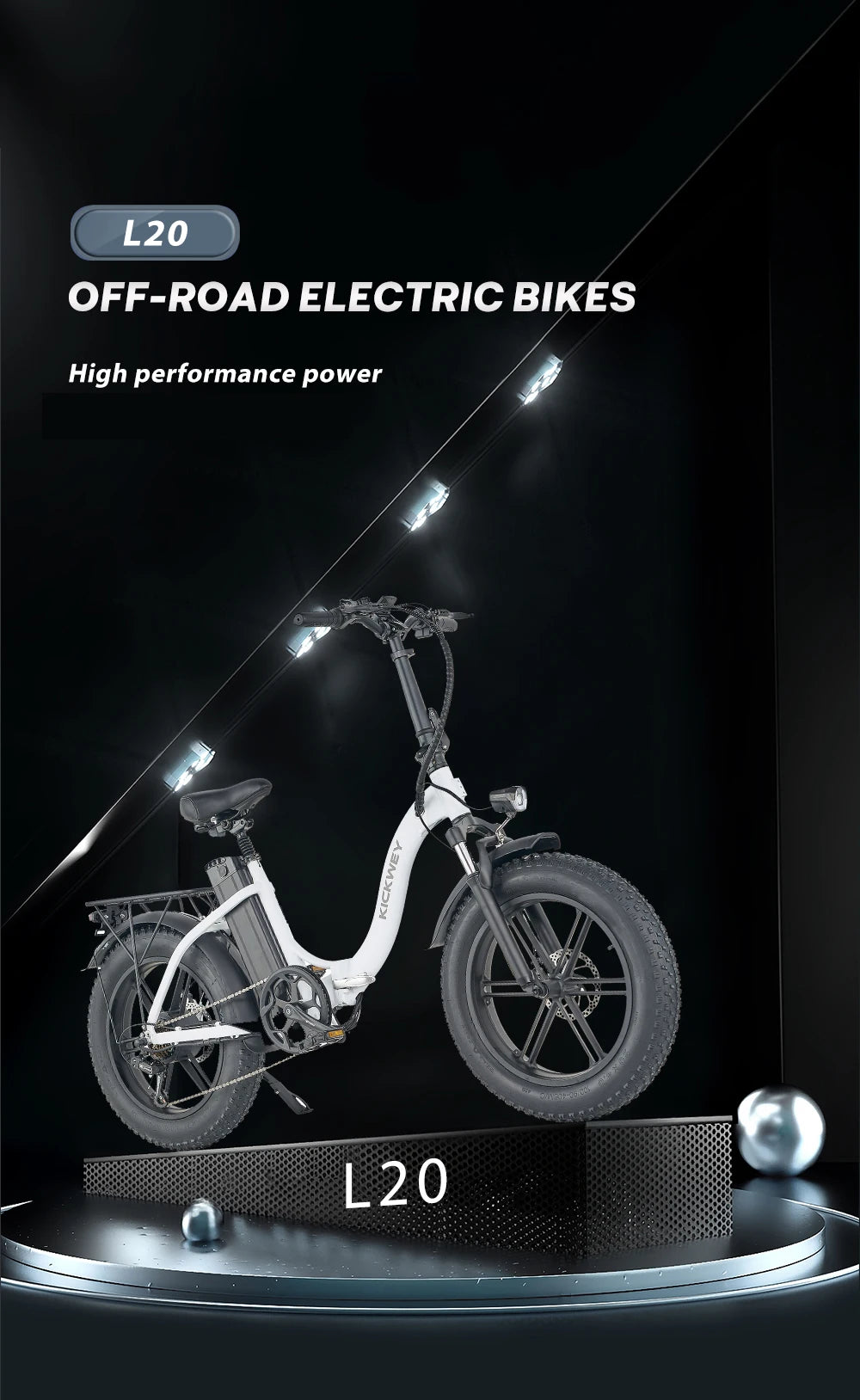 Ljustra Kickwey L20 Foldable Electric Bicycle 1000W 20 Inch Fat Tire E-Bike