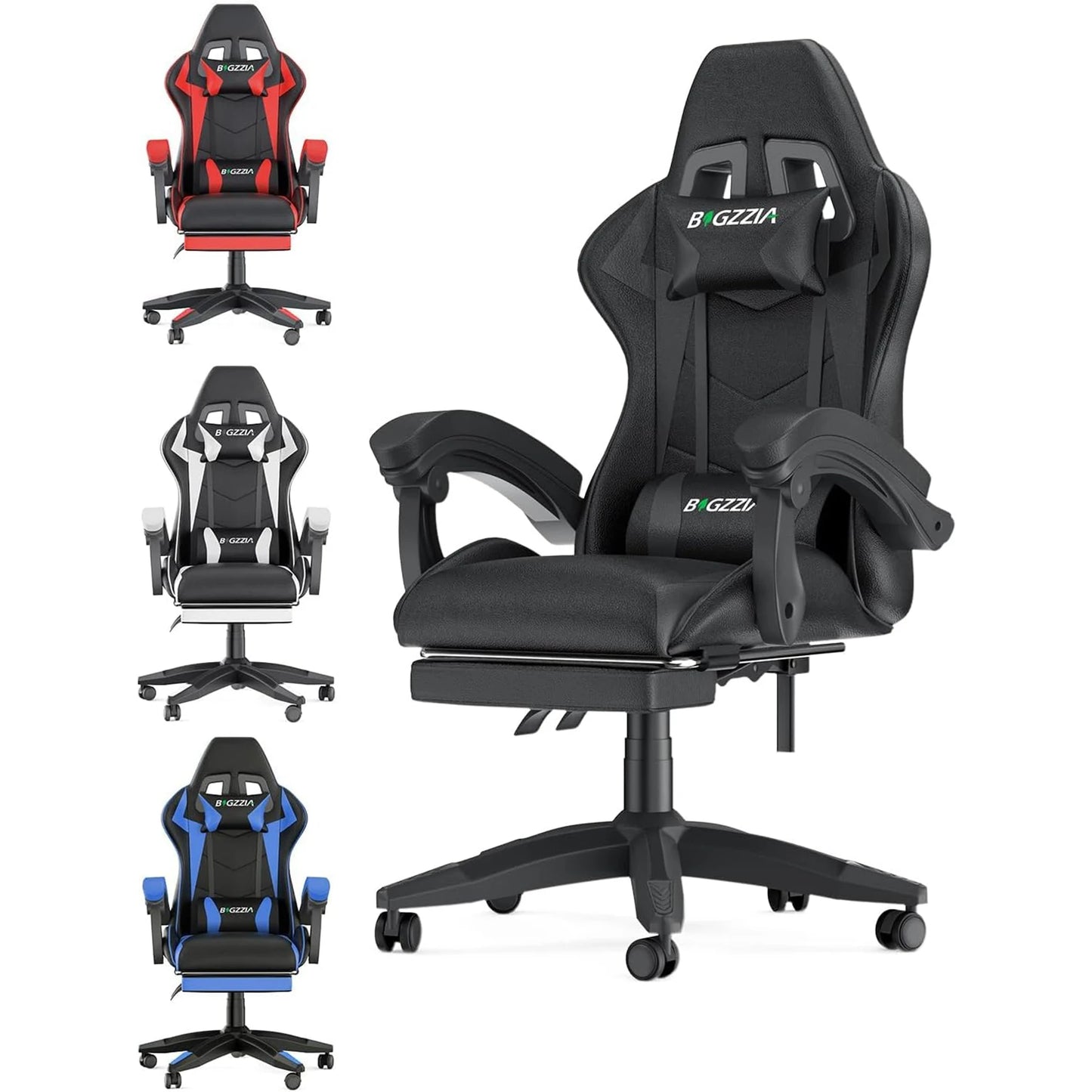 Gaming Chair with Footrest Ergonomic Adjustable Lumbar Support Chair