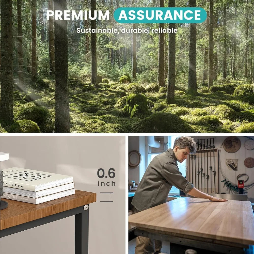 L Shaped Executive Desk with File Cabinet and Power Outlet for Office