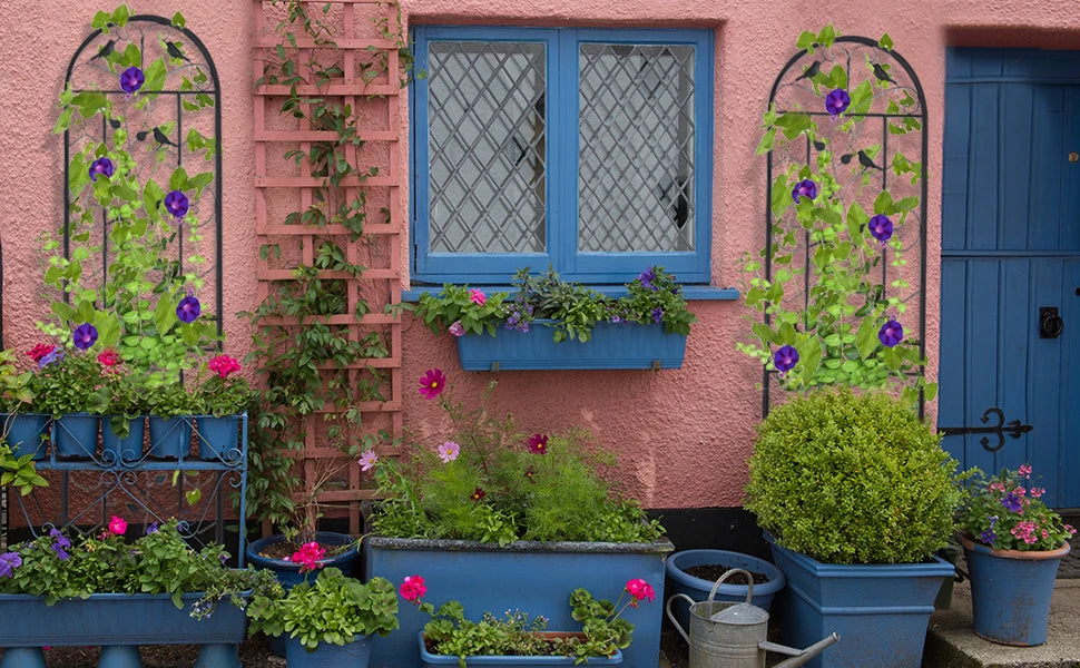 2 Pack Metal Garden Trellis Fence for Climbing Plants Vines Flowers