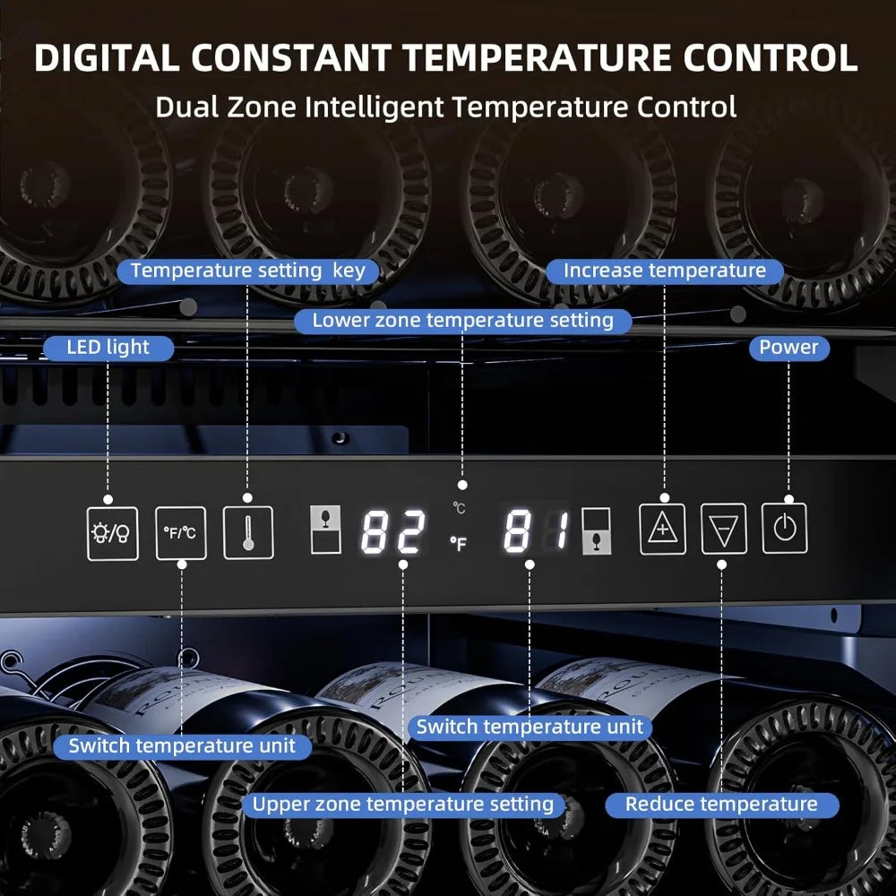 15 Inch Wine Cooler Refrigerator 27 Bottles Dual Zone Freestanding Cooler