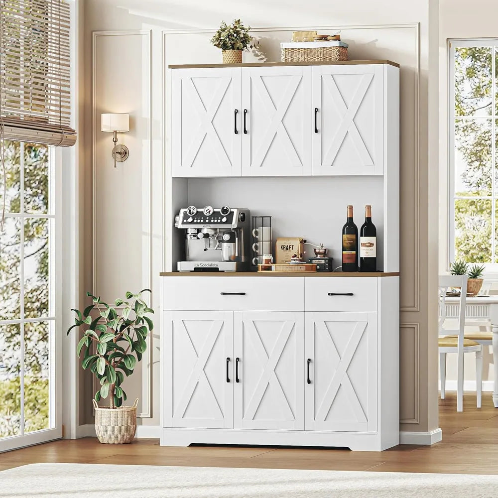 71 Inch Pantry Cabinet with Charging Station Kitchen Storage Hutch