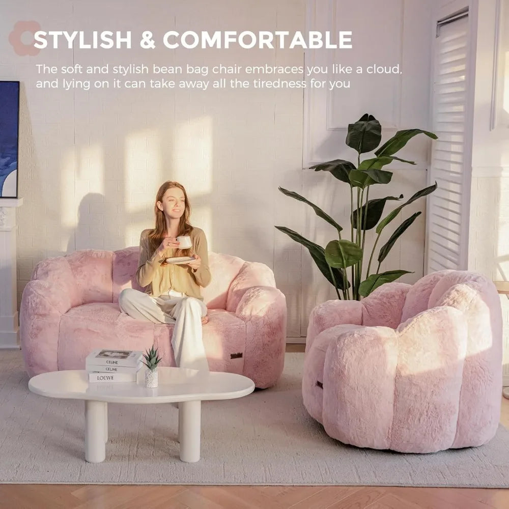 Ljustra Floral Shaped Bean Bag Chair Ultra Soft Loveseat Sofa