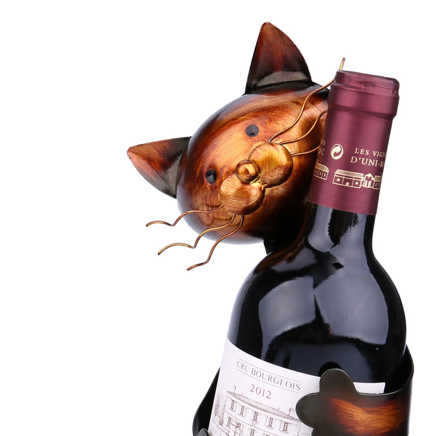 Ljustra Cat Shaped Wine Holder Unique Metal Sculpture Home Decor