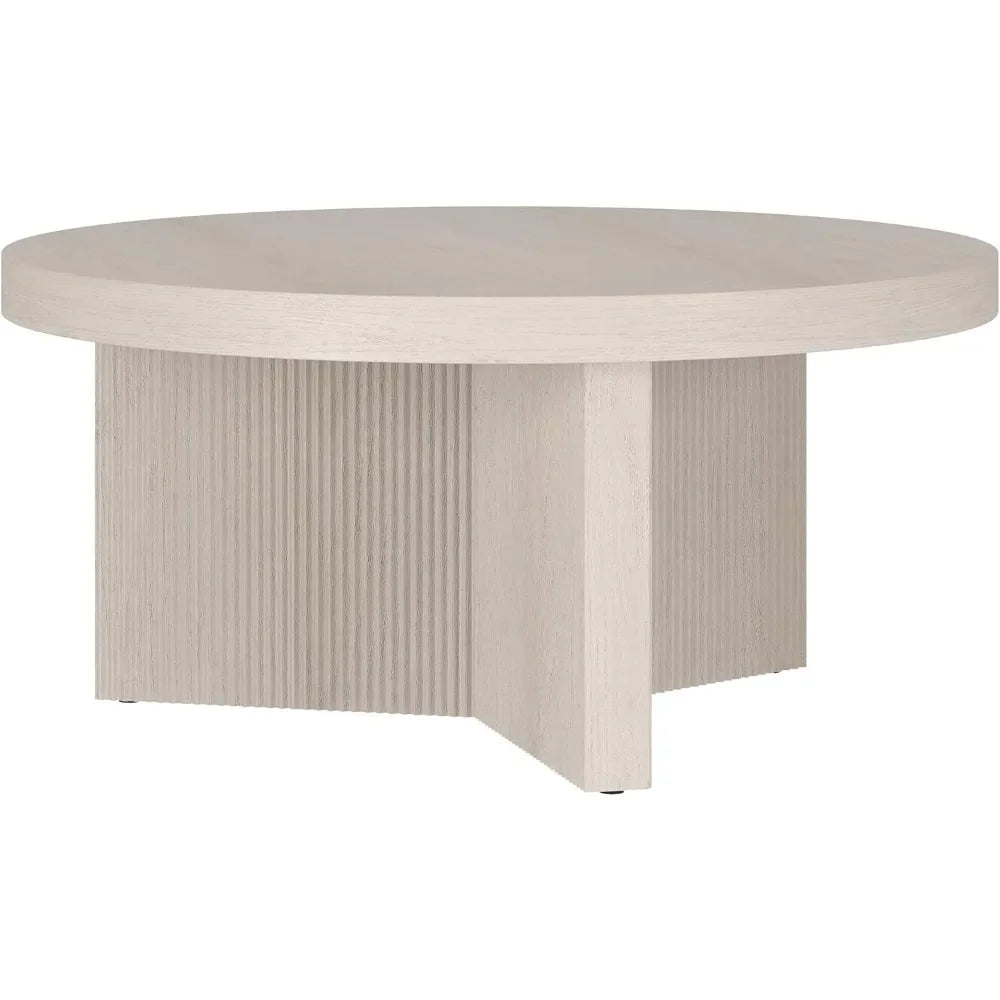 Modern Scandinavian Coffee Table 32" Round Living Room Furniture MDF PVC