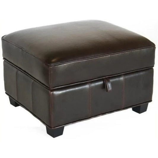 Leather Storage Ottoman Lift-Top Dark Brown Furniture Home Decor