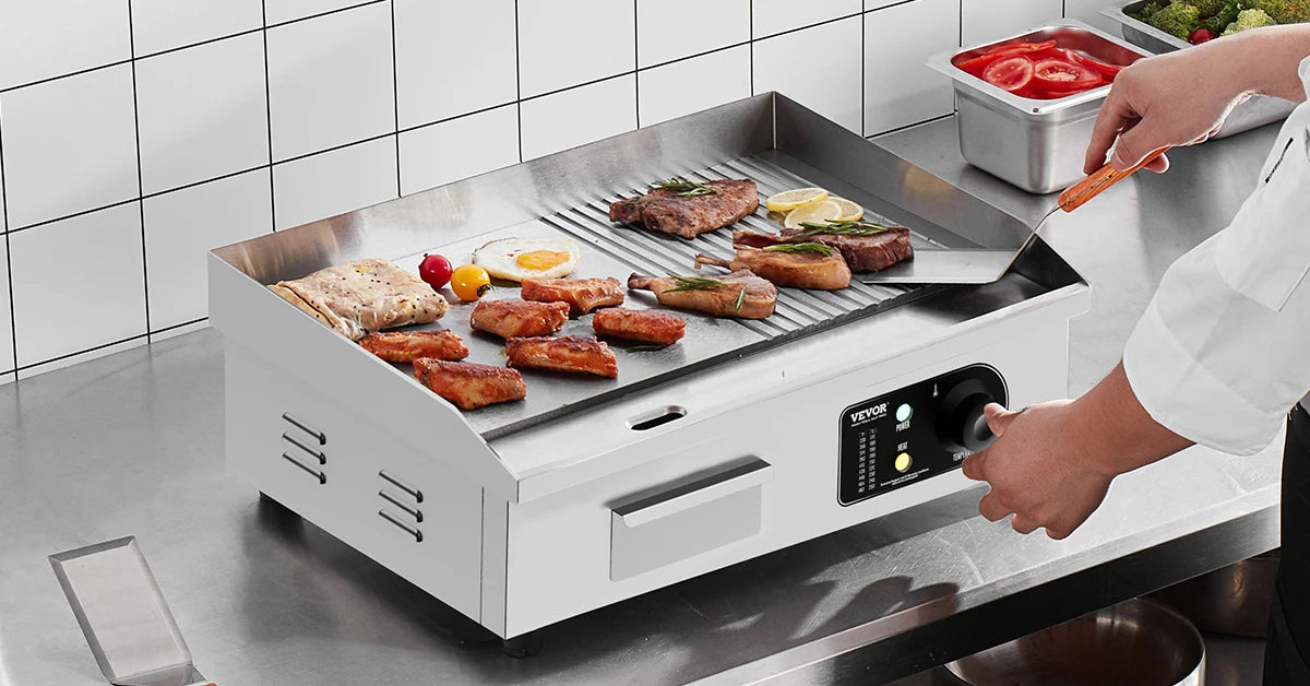 Ljustra Electric Griddle 14"-22" Teppanyaki Grill 1600W-3200W Stainless Steel