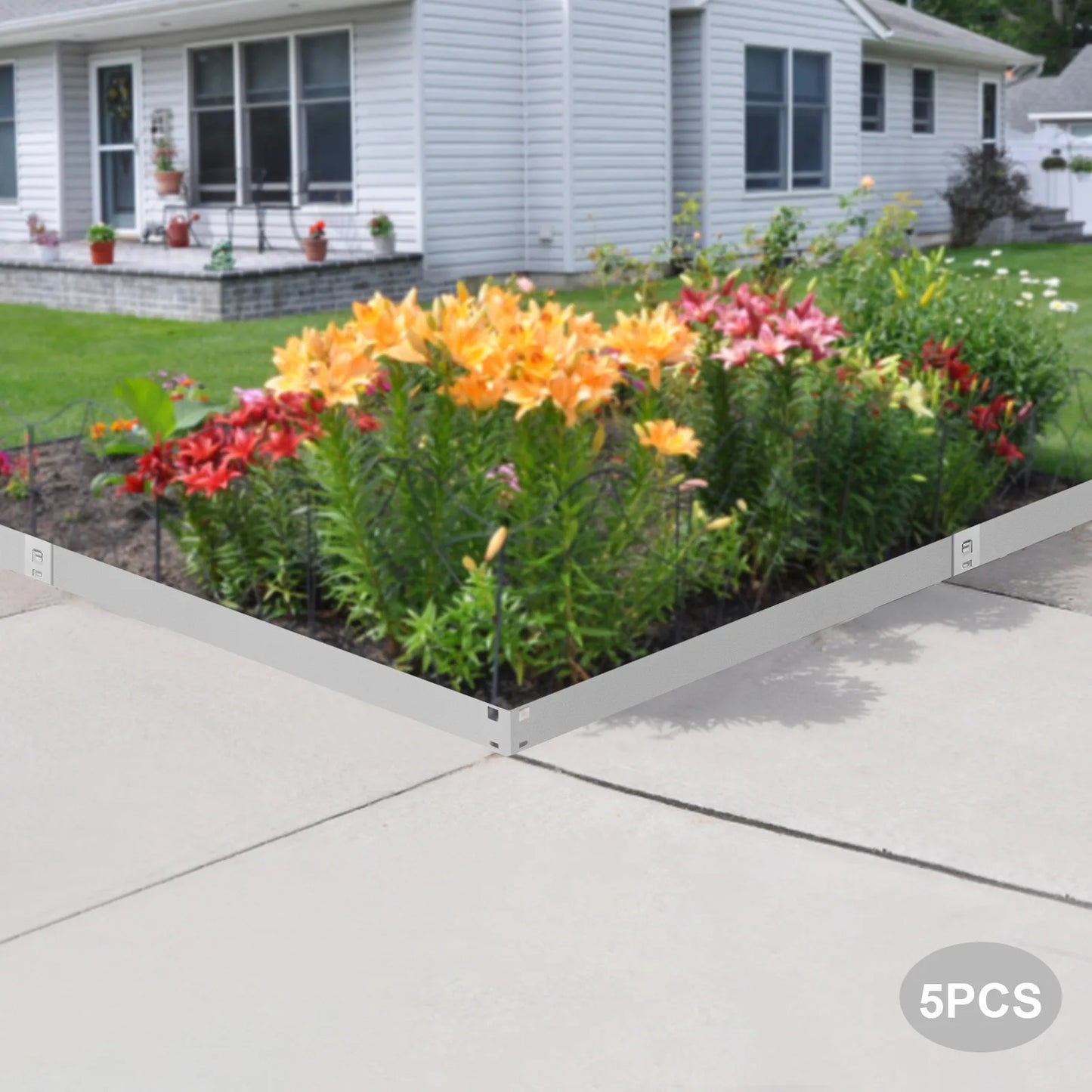 5PCS Outdoor Steel Lawn Edging Flexible Landscape Barrier 39 Inches