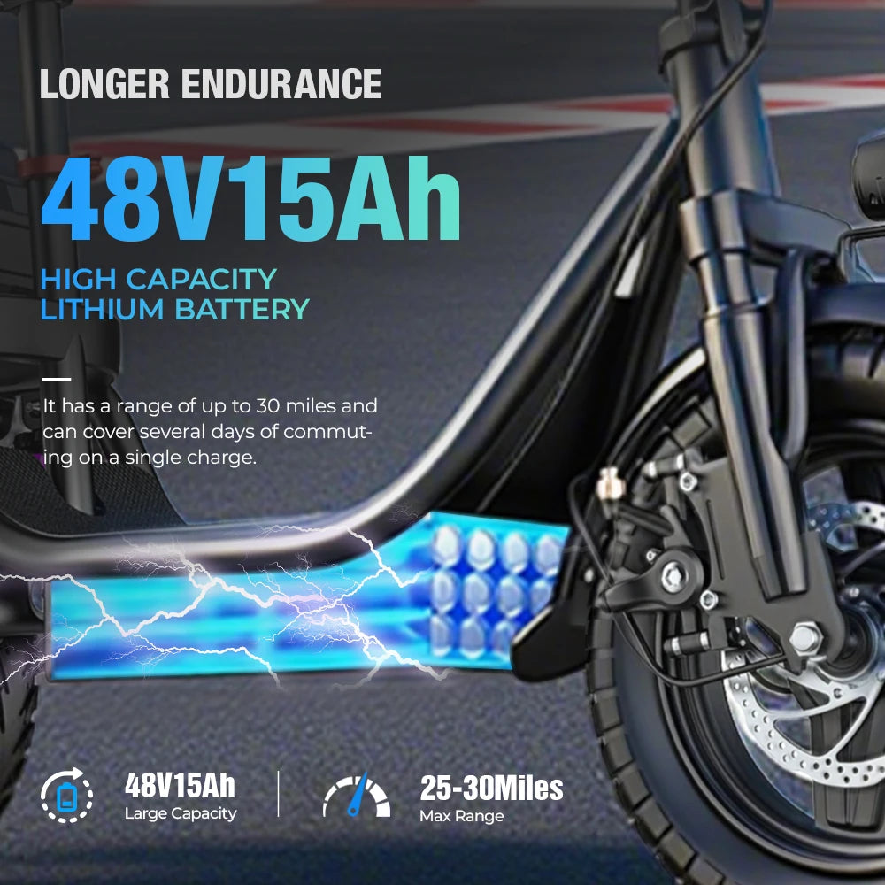 500W Electric Scooter 48V 15Ah Lithium Battery 35km/h Shopping Box