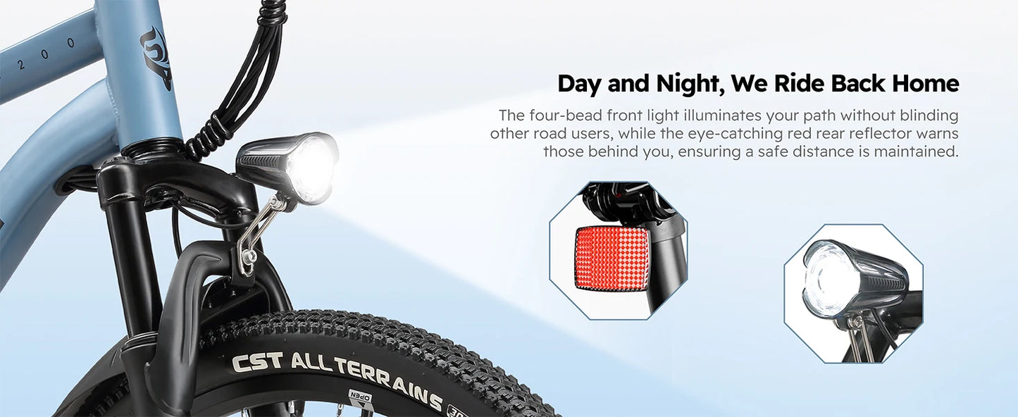 26" Electric Bike 500W Motor 375Wh Battery 20MPH 7-Speed Gears