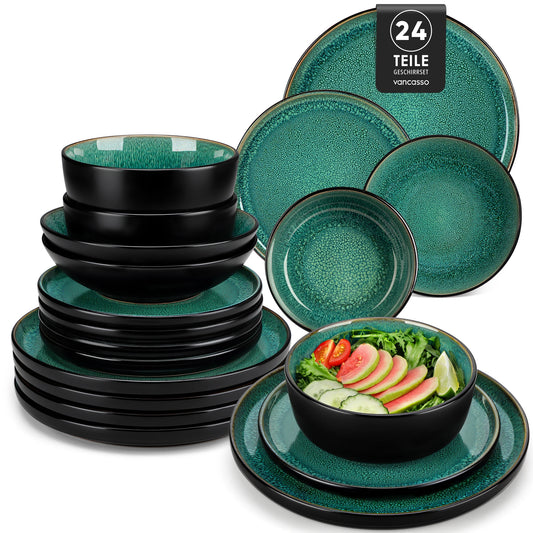 Ljustra 24 Piece Dinnerware Set for 6 Eco-Friendly Ceramic Dishes