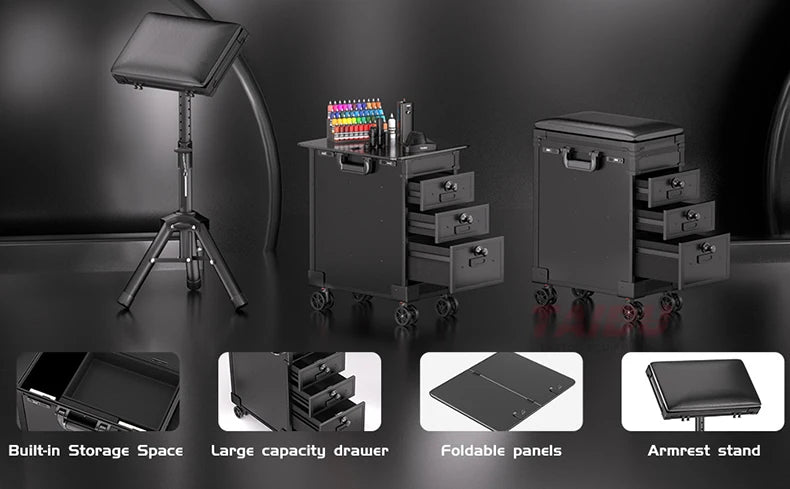 Ljustra Tattoo Suitcase With Three Drawers Large Storage Traveling Case