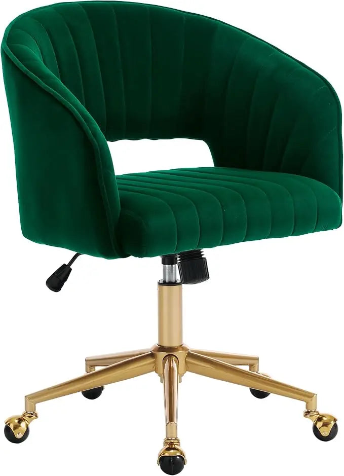 Home Office Chair Velvet Swivel Accent Armchair Modern Tufted Gold Base